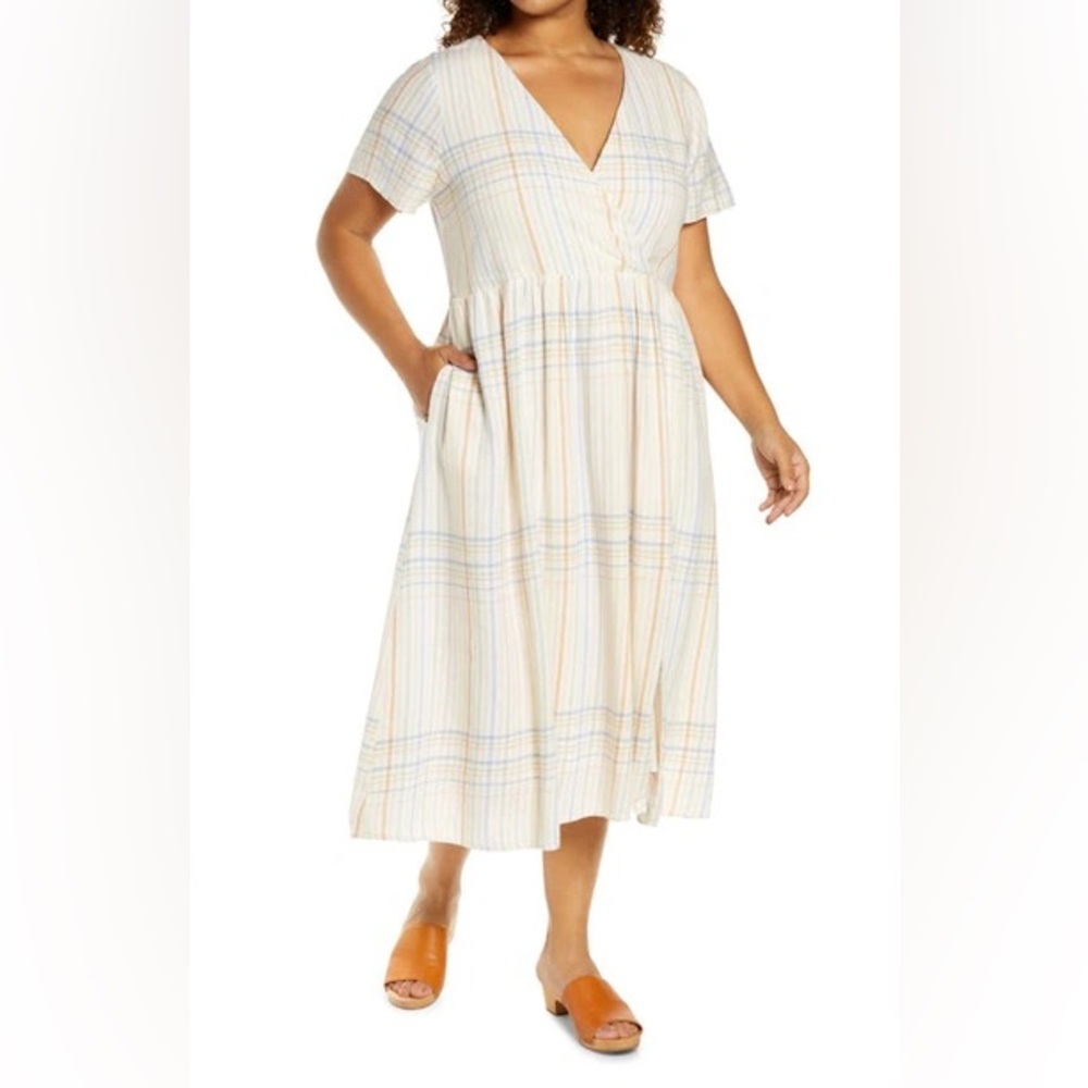 Madewell Striped Maxi Dress in Cream and Blue